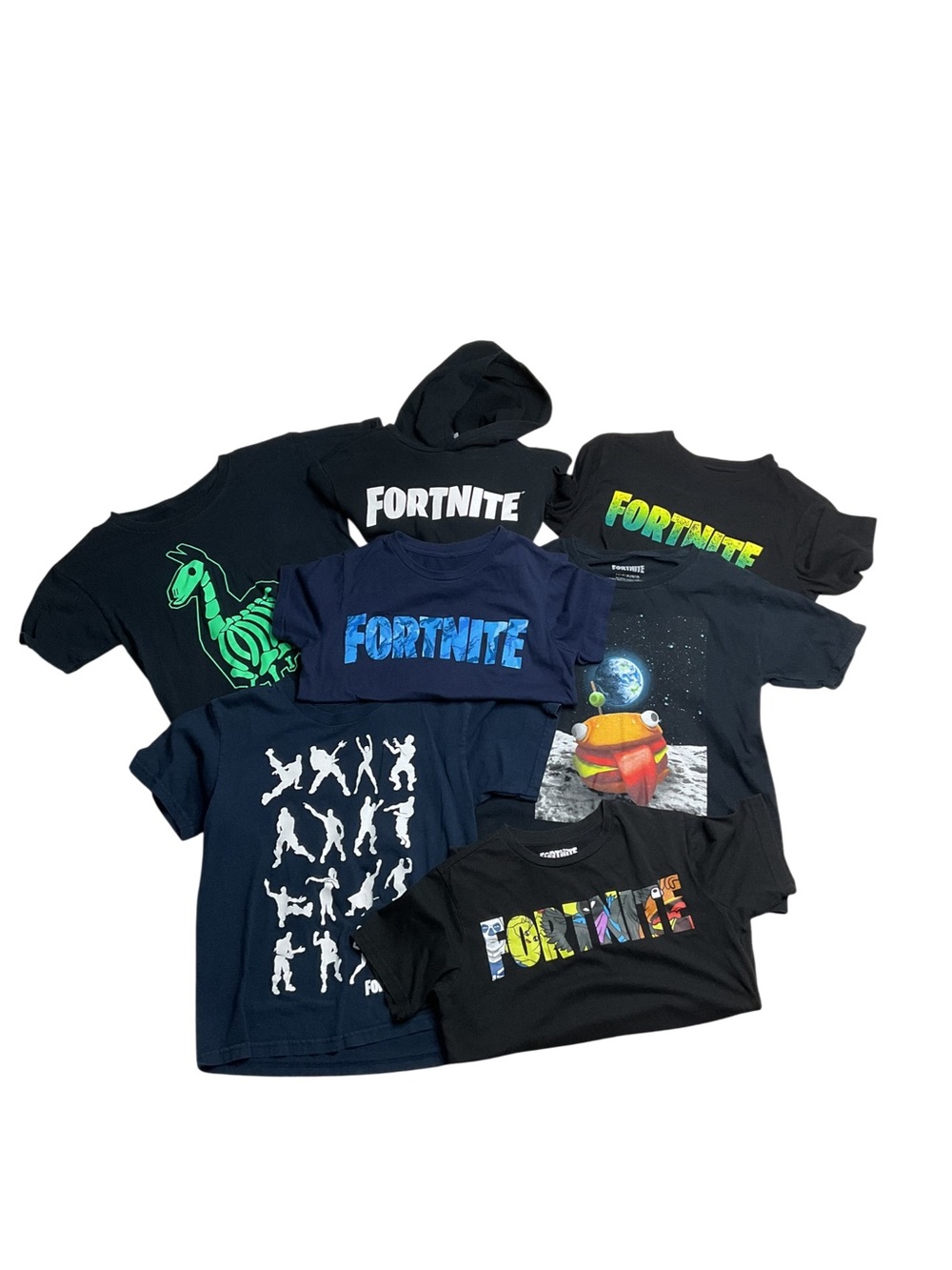 Fortnite Boys 10/12 XL 7 Piece Clothing Lot 6 Graphic Tees + Hoodie Gamer